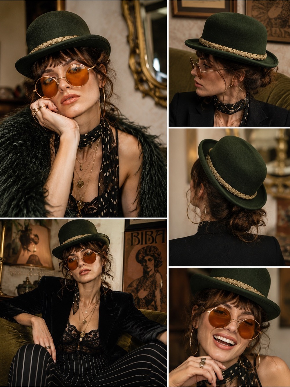 Vintage P&C. Habig Wien Austrian Green Fur Felt Derby Bowler Hat Bullock & Jones